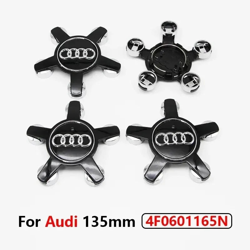 4PCS 135mm  For AUDI A4 B8 B6 B9 B7 A3 8P 8V 8L A6 C7 C6 Car Five Claws Wheel Center Cap Hub Covers 4F0601165N Accessories