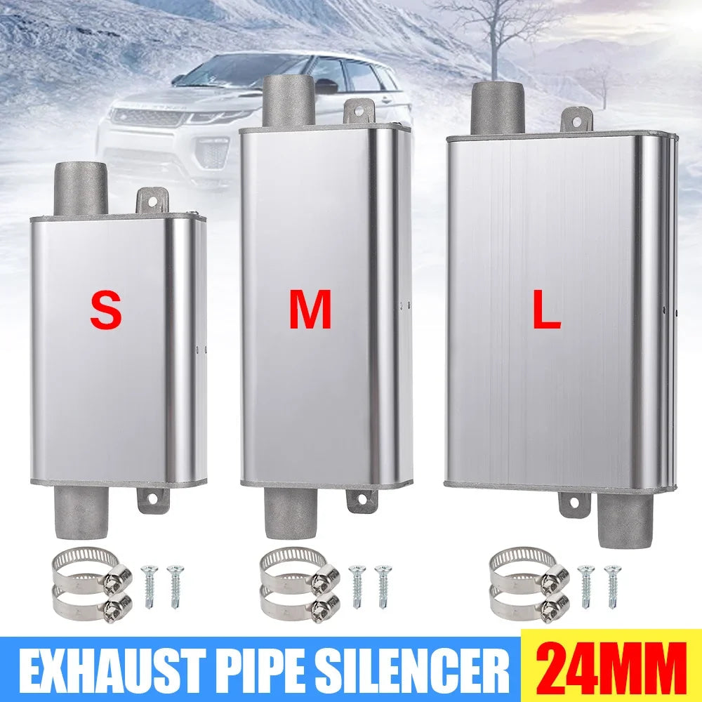 24mm Muffler Silencer S Curved Air Diesel Parking Heater Exhaust Pipe Aluminum Alloy Small Medium Large for Weibost Eberspach
