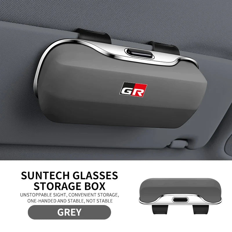 Car Eyewear Case Box Sunglasses Holder Sun Visor Storage Protective Frame Box Glasses Clip For Toyota GR Sport Rav4 Yaris Camry