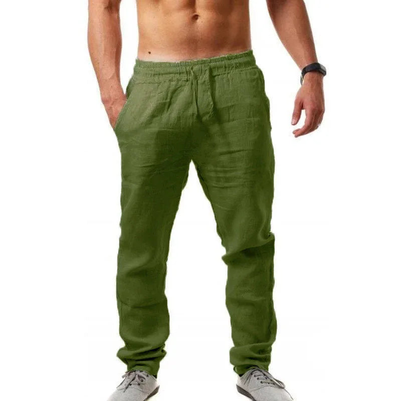 2025 new men's cotton and linen pants, loose and cool casual pants, elastic waist pants, casual oversized street wear, lightweig