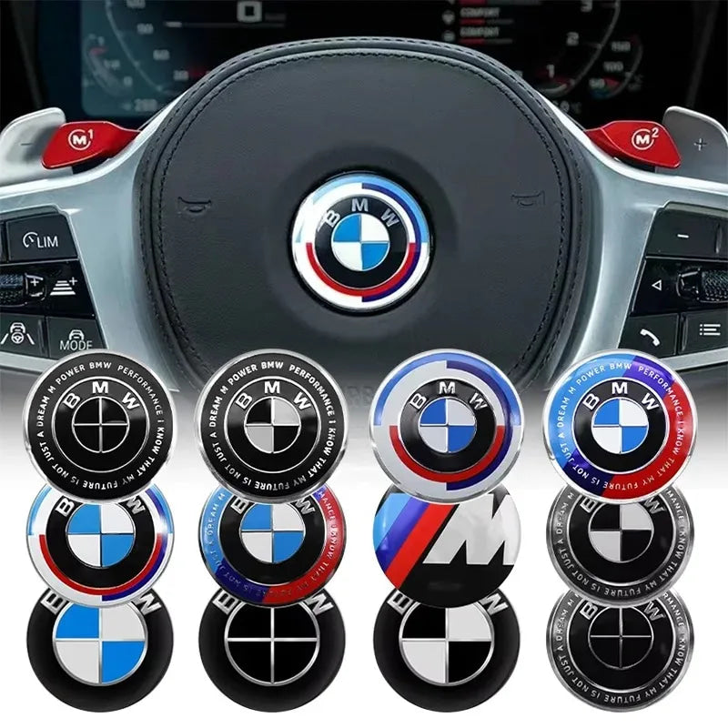 4.5cm Car Steering Wheel Center Emblem Sticker Badge For BMW 50th M E46 E90 E87 F30 F20 F10 G20 G30 X1 X3 X5 Interior Logo Decal