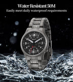 BERNY Full Titanium Watches for Men Outdoor Quartz Men's Field Wristwatch VH31 Super Luminous Sapphire Easy Read Watch