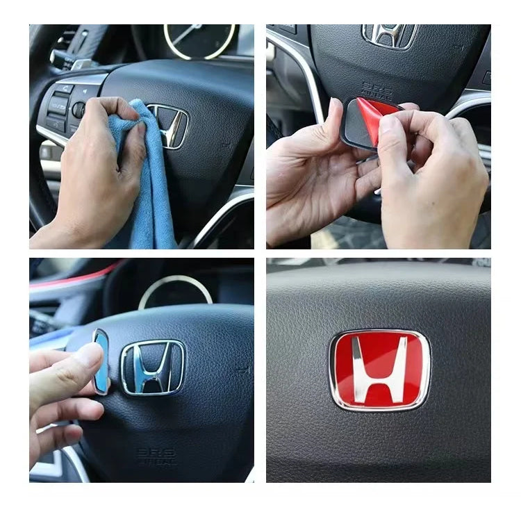 For Honda Civic Accord City H-Sticker Interior Modification CRV Jade Fit Acrylic Car Steering Wheel Emblem Odyssey Hybrid