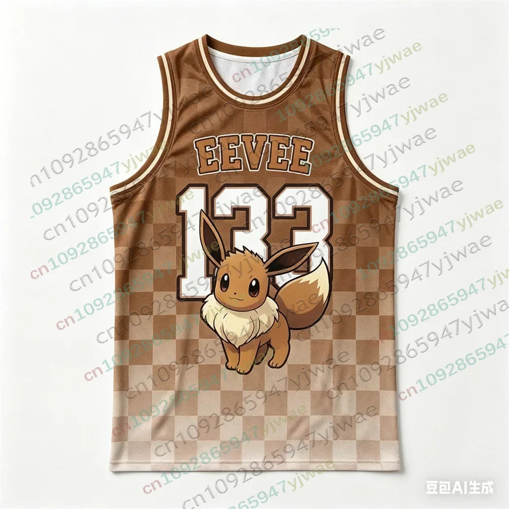 Basketball Jersey Pikachu Charizard Eevee Anime Tank Top Loose Quick Drying Breathable Sportswear VEST Summer Men's Tank Top
