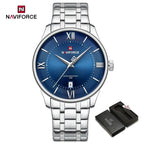 NAVIFORCE Men's Watch Classic Stainless Steel Strap 3ATM Waterproof Calendar Minimalist Dial Men's Chronograph Watch NF9272S