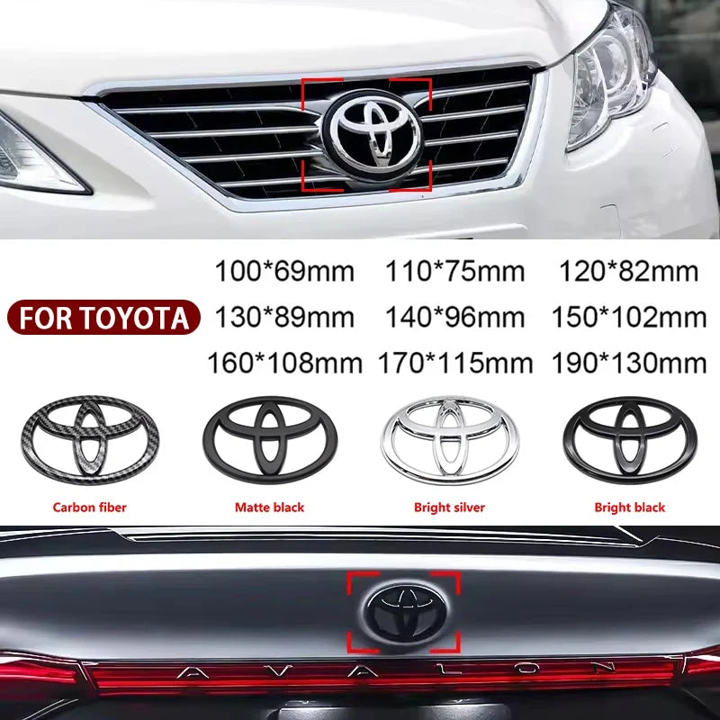 3D Car logo series Front Head Grill Hood Bonnet Emblem Rear Tail Bumper Trunk Badge For Toyota Corolla Camry RAV4 Hilux Yaris
