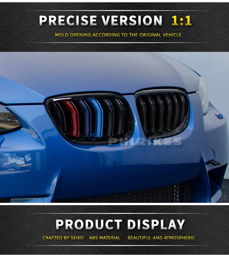 2Pcs Car Style Black Front Kidney Double Slat Grill Grille for-BMW E92 E93 3-Series 328I 335I Coupe LCI 2010-2013