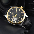 Orient Double Lion Watch Japanese Fully Automatic Mechanical Watch Hollowed Out Business Men's Watch Leather Strap