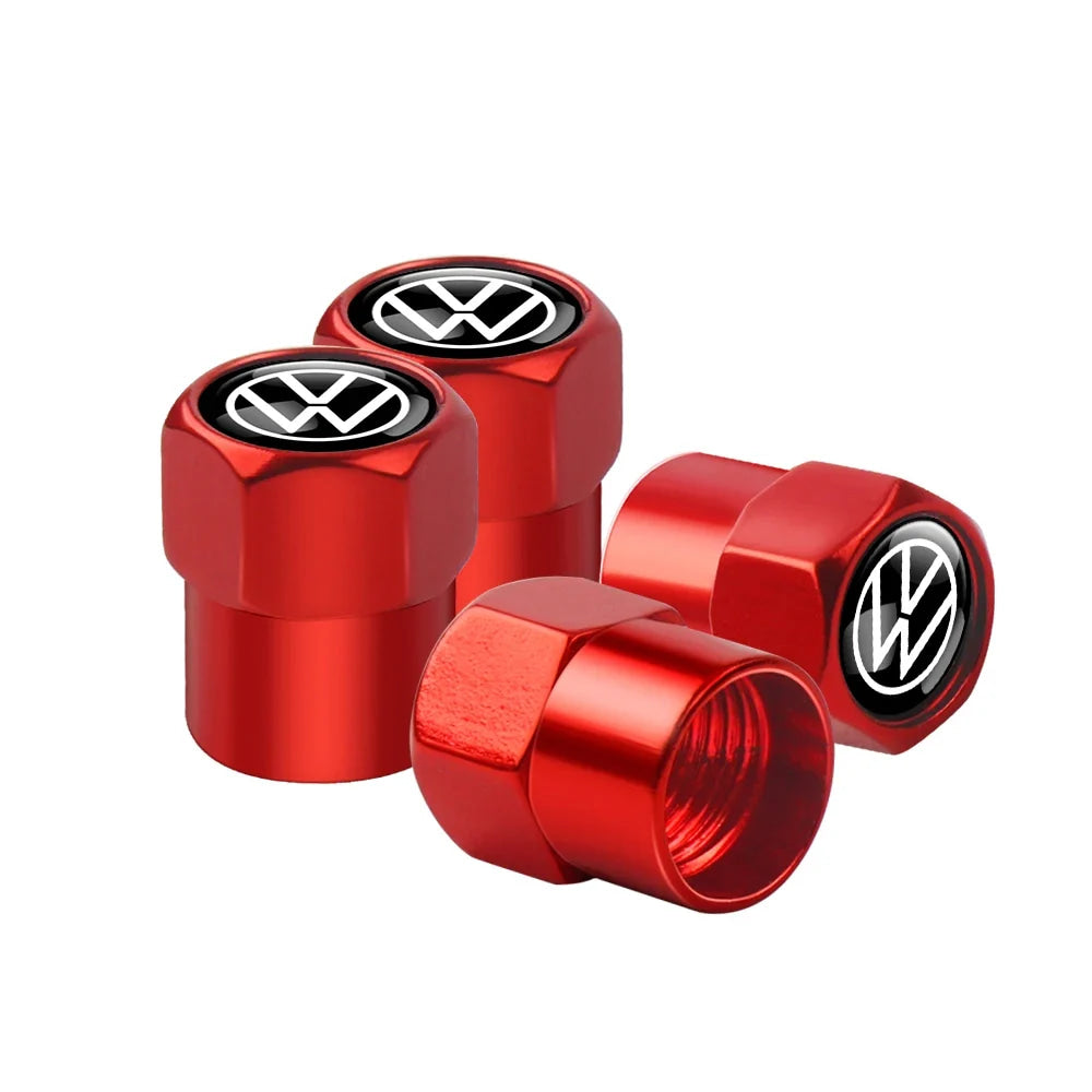 4Pcs Car Wheel Tires  Valve Caps Auto Exterior Accessories For Volkswagen GTI Golf Polo Passat RLine Magotan Jetta Bora Beetle R
