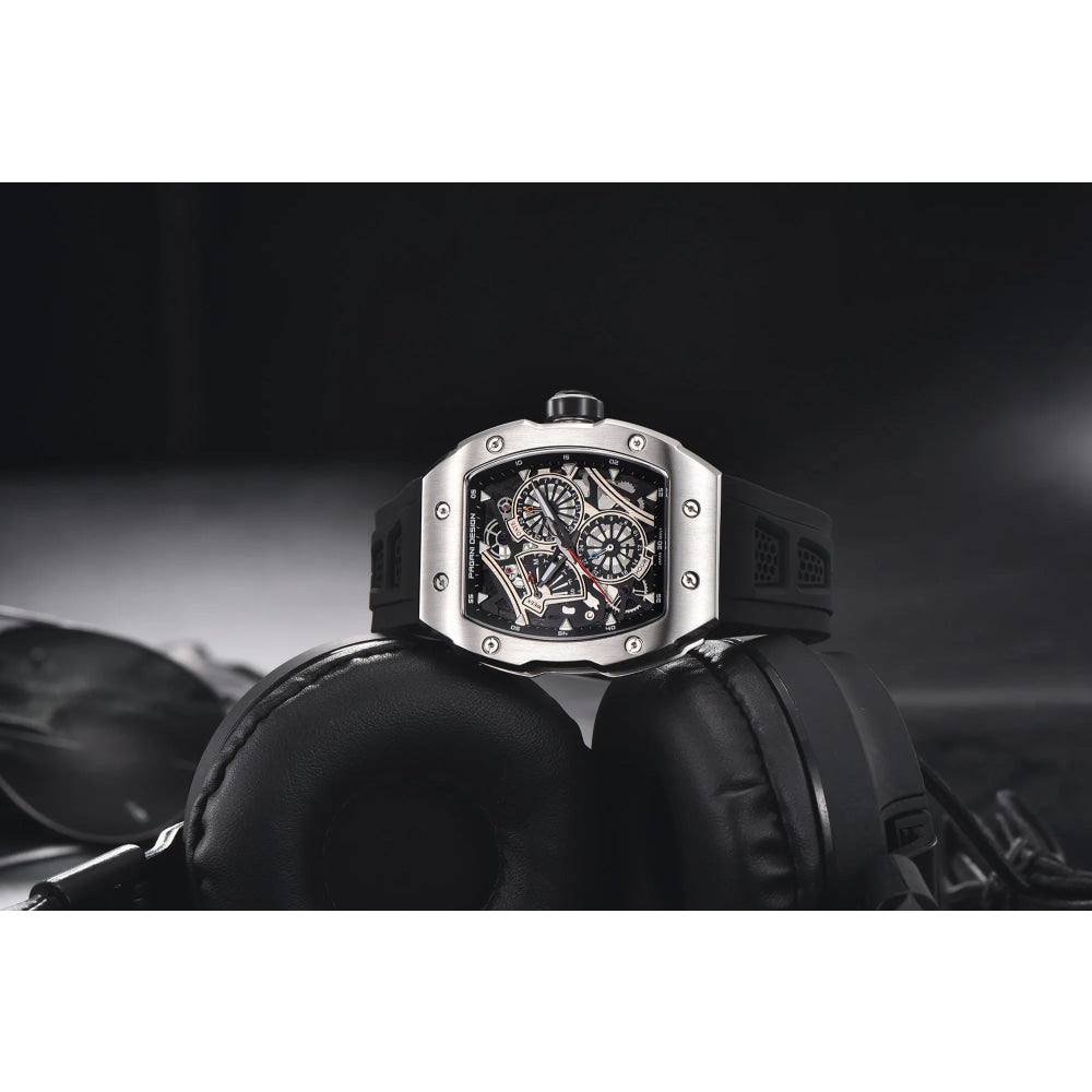 PAGANI DESIGN skeleton Watch Sapphire YS012 Automatic Men’s Quartz Watch Silicone Square Clock Waterproof Relogio Masculino
