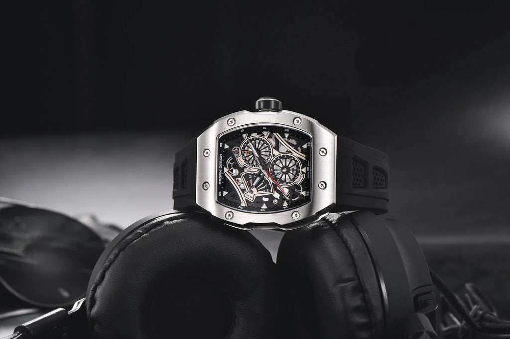 PAGANI DESIGN skeleton Watch Sapphire YS012 Automatic Men’s Quartz Watch Silicone Square Clock Waterproof Relogio Masculino