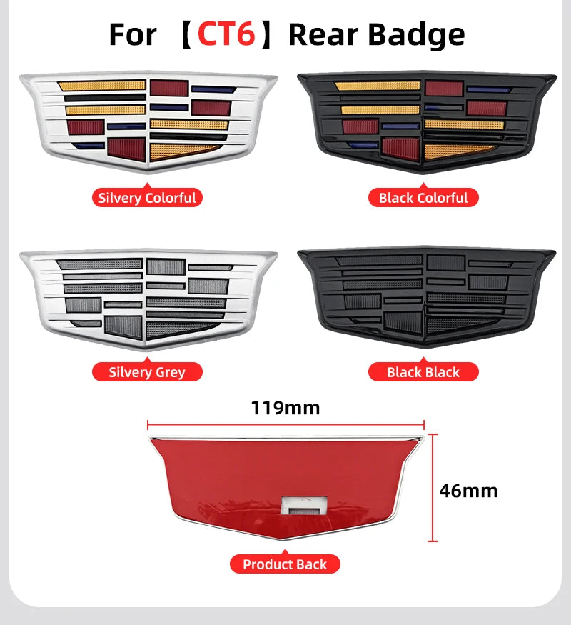 1pcs 3D ABS Car Front Grille Center Emblem Badge Rear Trunk Sticker Accessories For Cadillac CT4 CT5 CT6 XT4 XT5 XT6 XTS ATS