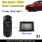 TPE Under Seat Storage Box For Tesla Model Y Juniper 2025 Center Console Organizer Bin Front Backseat Bag Trash Tray Accessories