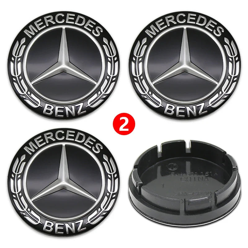 4pcs 56mm 75mm Car Wheel Center Hub Caps Cover Auto Accessories Mercedes Benz Amg C180 C200 C260 W108 W124 W126 W140 W168 W176