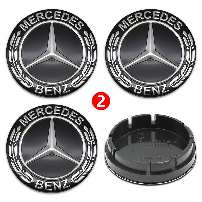 4pcs 56mm 75mm Car Wheel Center Hub Caps Cover Auto Accessories Mercedes Benz Amg C180 C200 C260 W108 W124 W126 W140 W168 W176