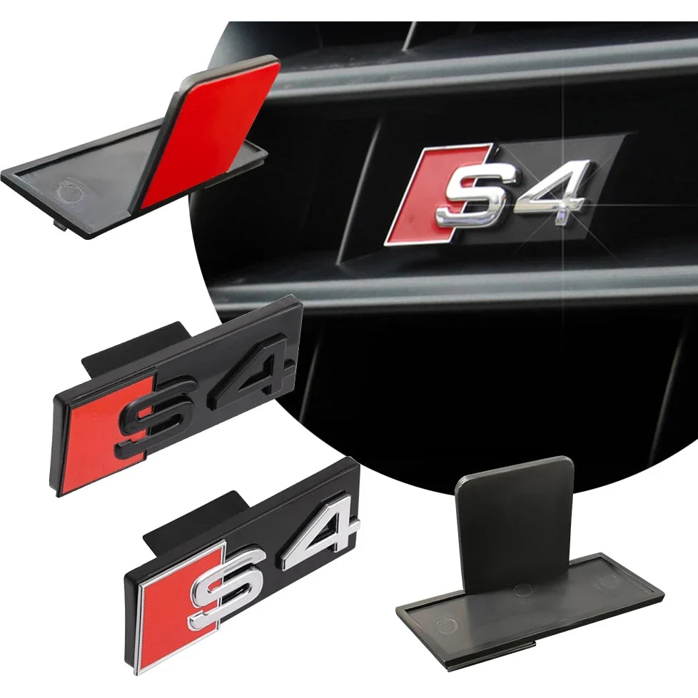 1pc ABS For Audi S4 S3 S5 S6 S7 S8 Letters Car Front Grille Hood Badge Emblem Logo Stickers Auto Exterior Decoration Accessories