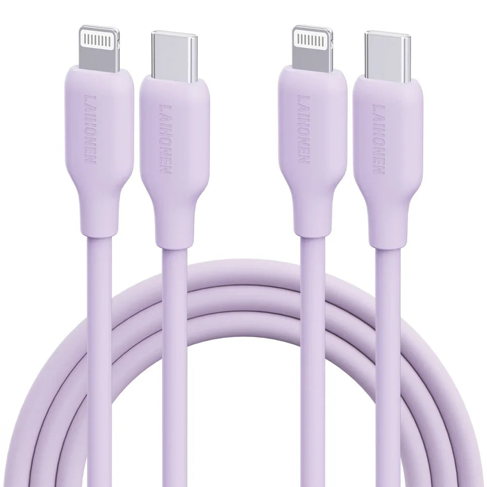 Macaron Pink 27W PD Fast Charging Cable USB C to Lightning Silicone Data Cable Soft Flexible for iPhone 14 13 12 11