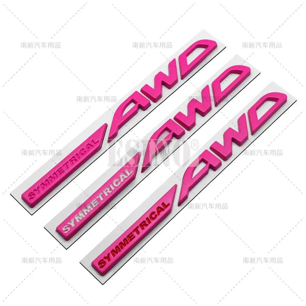 Symmetrical AWD Car Emblem Adhesive Metal Zinc Alloy Fender Badge for Subaru Legacy Forester XV Outback BRZ