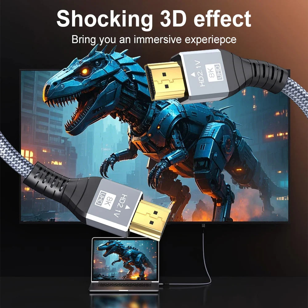 8K HDMI-Compatible Cable 4K@120Hz 8K@60Hz HDMI 2.1 Cable 48Gbps Adapter For RTX 3080 eARC HDR Video Cable PC Laptop TV box PS5