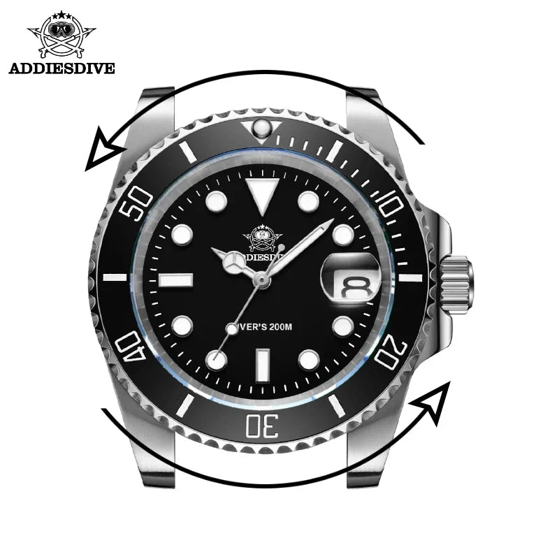 ADDIESDIVE Men's Classic Watch with Ceramic Bezel 200m Water Resistant Casual Quartz Watch BGW9 Blue Luminous Gift Watch MY-H3-2