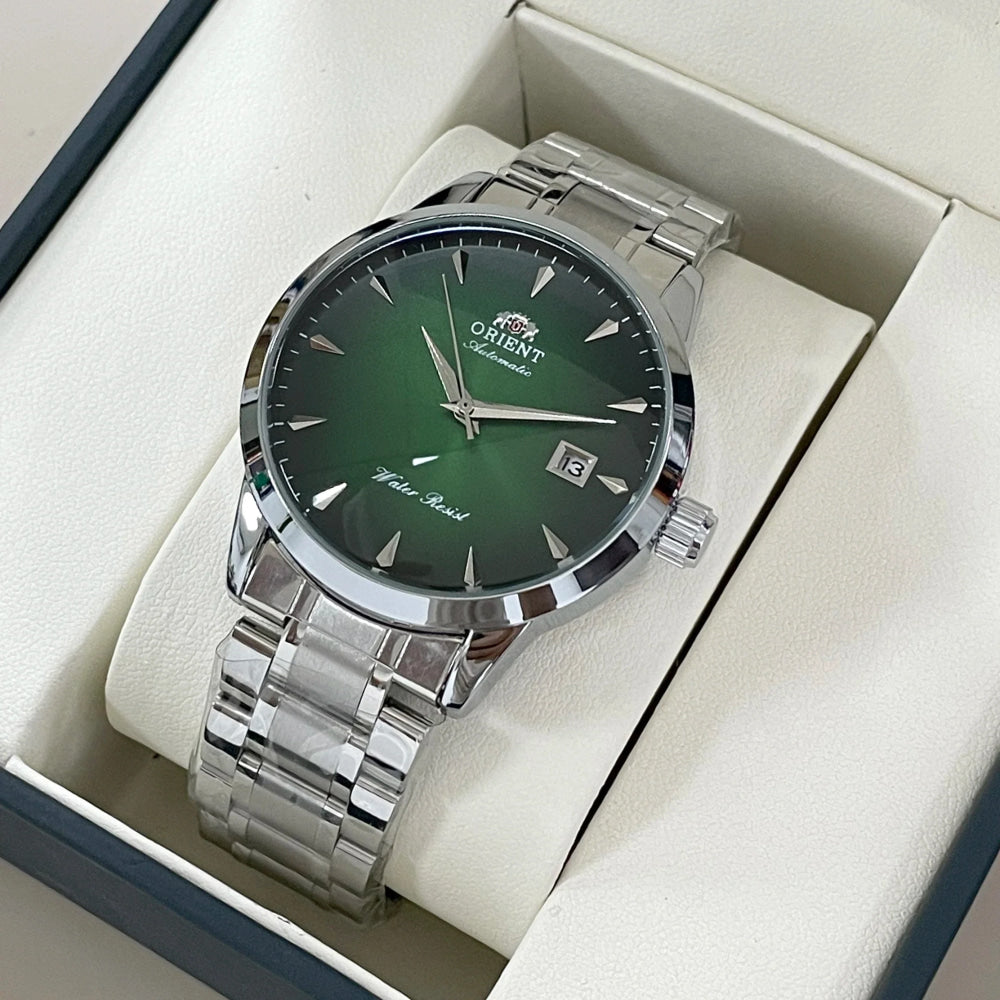 Orient Automatic Men's Watch, Black Dial Stainless Steel Band, Water Resistant Classic Business Wristwatch with Date Display