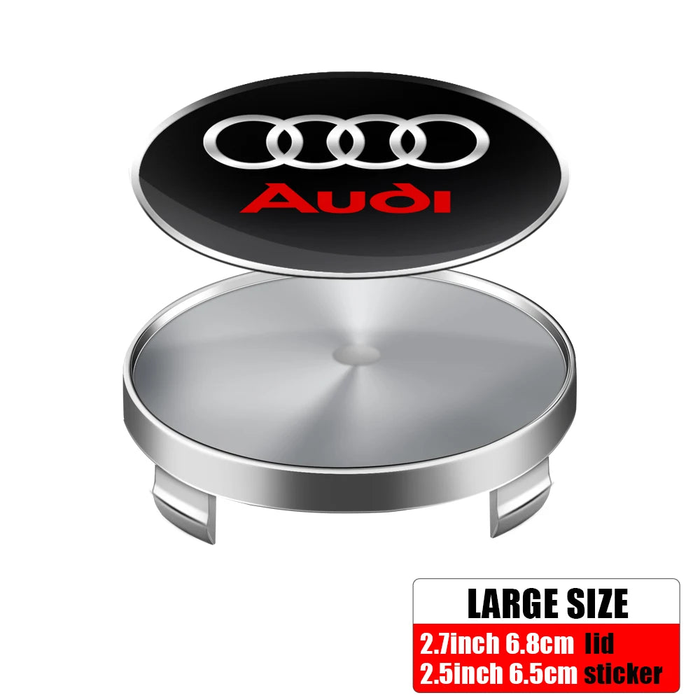 4pcs 56/65mm Car Wheel Center Hub Stickers 60/68mm Wheel Center Hub Caps Cover For AUDI A3 A4 A1 Q3 Q4 Q5 Q6 Q7 Q8 TT RS Sline
