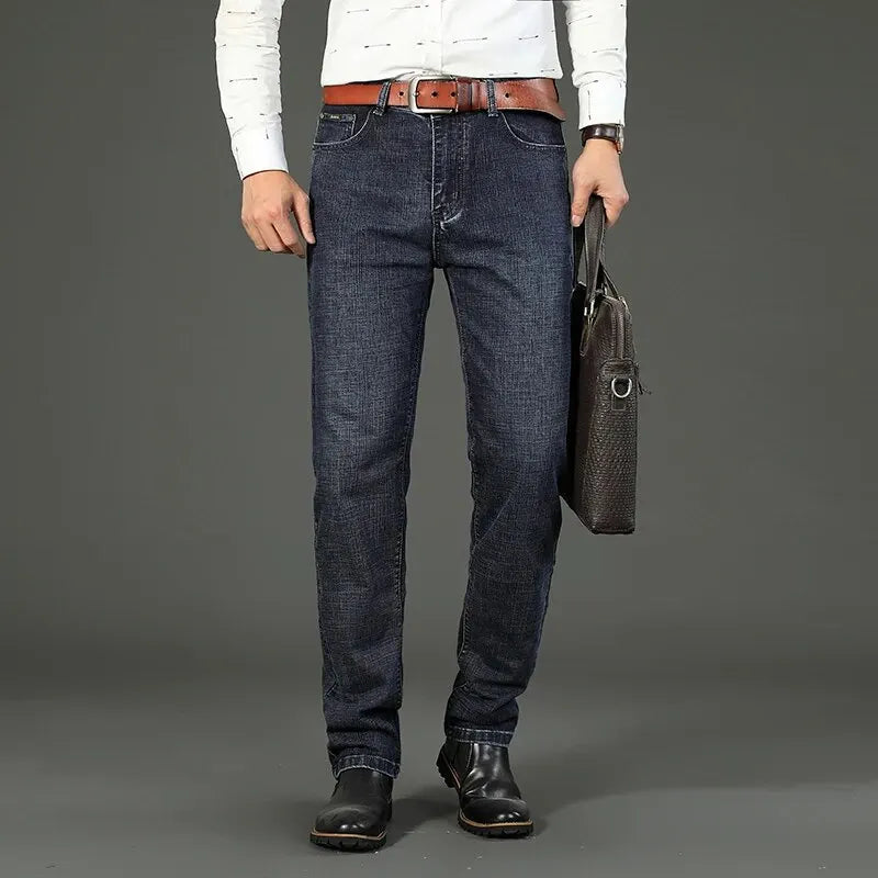 Wthinlee, Nuevos Jeans Casuales para Hombre, Corte Recto, Elásticos, Clásicos, Azules y Negros, Pantalones de Mezclilla para Trabajo, Ropa Masculina