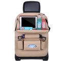 Organizador de Asiento Trasero de Coche, Bandeja Plegable de Cuero PU con Bolsillos de Almacenamiento y Protectores de Patadas - Accesorios Interiores para Vehículos