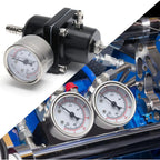 Universal 1Set Adjustable Fuel Pressure Regulator + Gauge+ Fitting Kit Aluminum Black Blue Red Silver