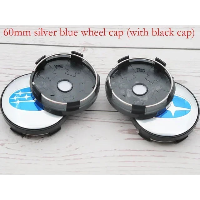 For Subaru ASCENT BRZ FORESTER IMPREZA XV WRC WRX LEGACY OUTBACK STI 4pcs 60mm Car Wheel Center Covers Tire Hub Caps Decoration