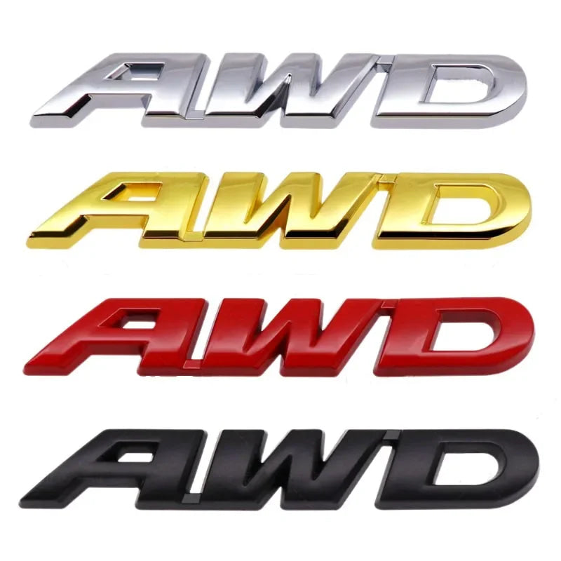 3D Metal Car Letters AWD Logo Emblem Sticker Fender Trunk Badge Accessories For Honda Civic CRV Subaru Mazda Toyota RAV4 Kia