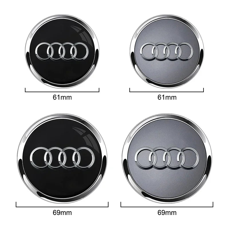 For Audi A8 A5 A6 C5 C6 C7 A7 A1 A3 A4 B5 Q3 Q5 Q7 TT 4pcs 60mm 61mm 68mm 69mm Car Wheel Hub Center Caps Rim Cover Accessories