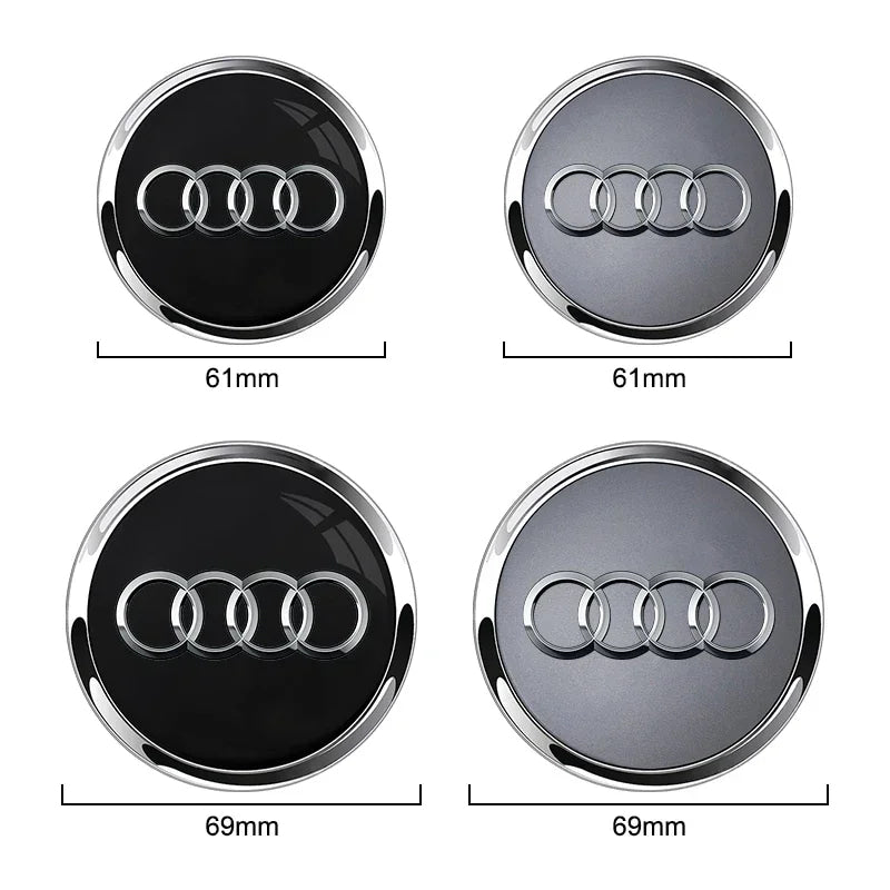 For Audi A8 A5 A6 C5 C6 C7 A7 A1 A3 A4 B5 Q3 Q5 Q7 TT 4pcs 60mm 61mm 68mm 69mm Car Wheel Hub Center Caps Rim Cover Accessories