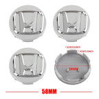 4pcs 56/58/60/69mm Car Wheel Center Hub Caps Accessories For Honda Type R Type S VTEC DOHC Modulo Vezel Legend Si RR Insight