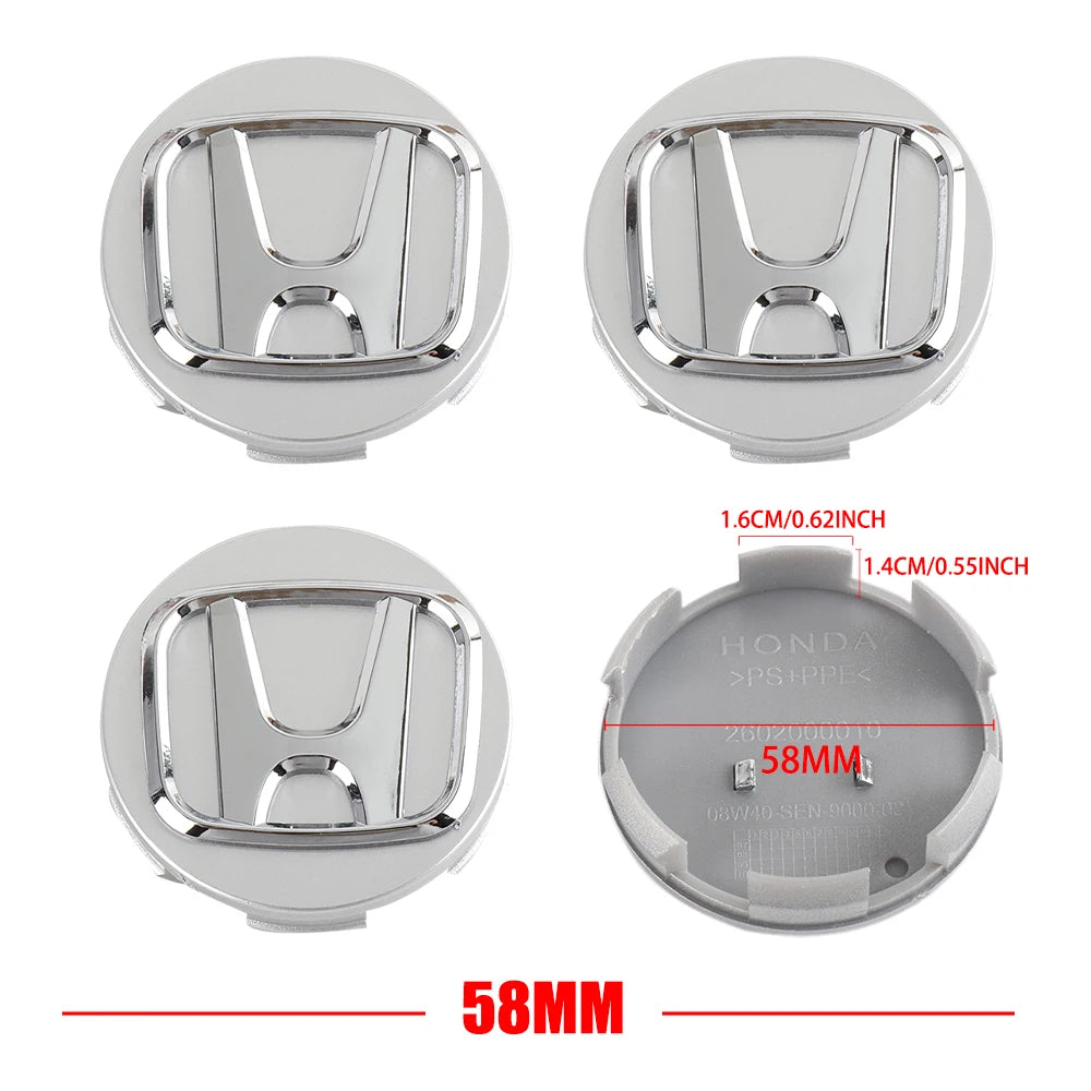 4pcs 56/58/60/69mm Car Wheel Center Hub Caps Accessories For Honda Type R Type S VTEC DOHC Modulo Vezel Legend Si RR Insight