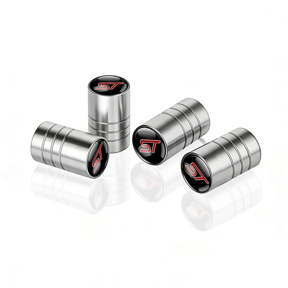 4pc Mustang Logo Tire Valve Caps Aluminum Alloy Dustproof Car Wheel Air Stem Cover For Ford Focus ST Mk7 Everest Kuga Fiesta Mk3