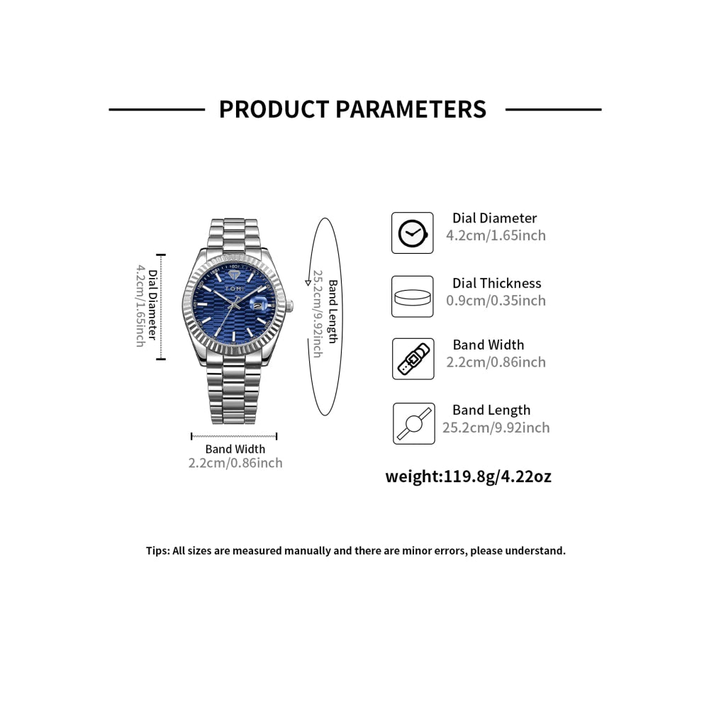 TOMI New Men's Watch Brooch Ring Gift Box Set Luxury Business Stainless Steel Strap Men's Calendar Casual Quartz Watch Reloj