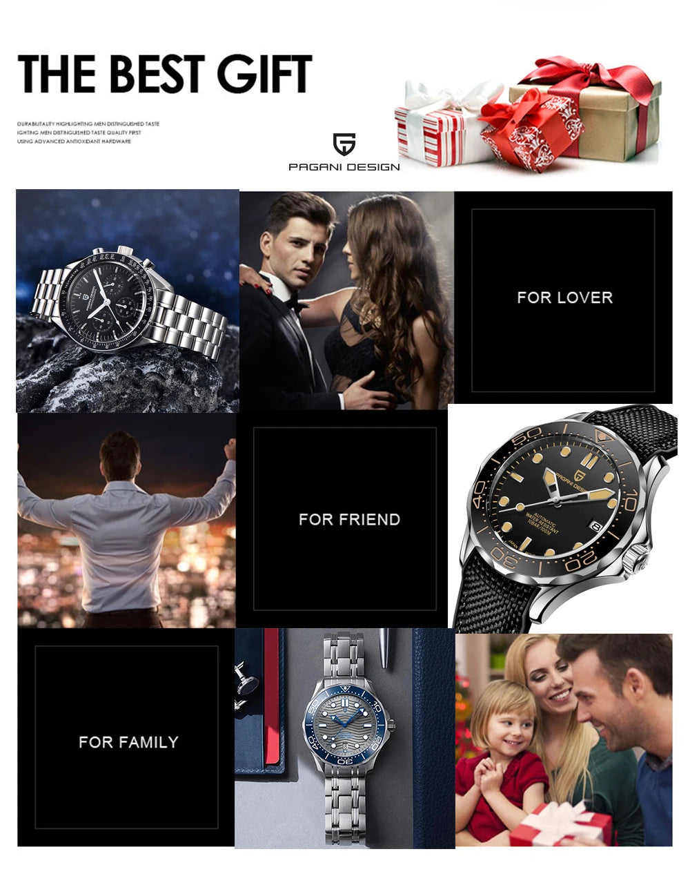 PAGANI DESIGN Men's Watches 2026 Luxury Mechanical Wristwatches Automatic Watch For Men AR Sapphire Ceramic Bezel Luminous Clock