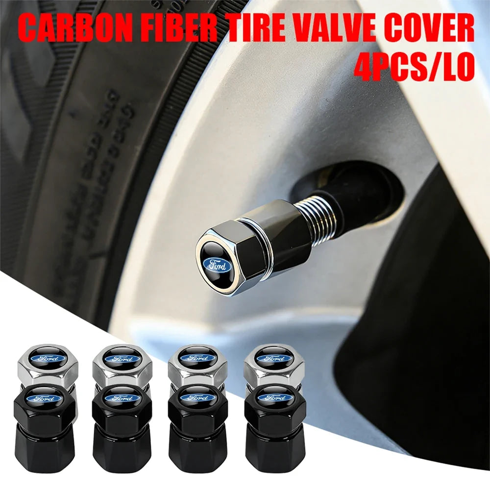 4Pcs 3D Metal Car Tire Wheel Valve Cap Accessories For Ford Focus Mk2 MK3 MK7 MK4 Fiesta Ranger Mustang Kuga Mondeo Explorer GTD