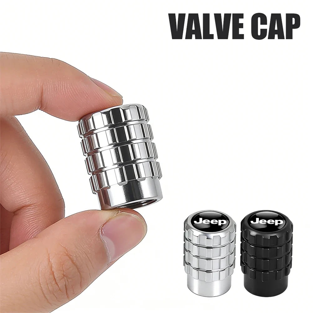 4Pcs Car Emblem Valve Cap Wheel Valves Dust Cover Tire Accessories For Jeep Wrangler Renegade Compass Gladiator Cherokee JL JK