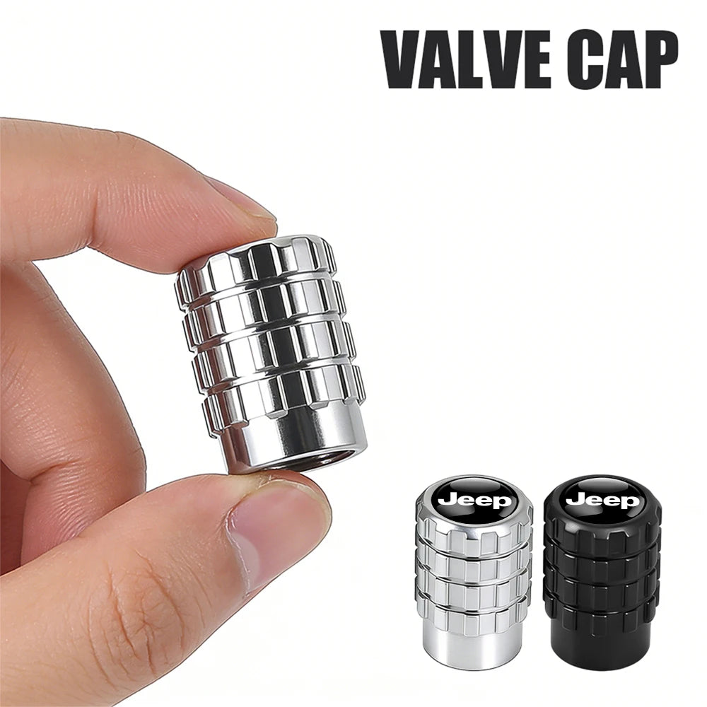 4Pcs Car Emblem Valve Cap Wheel Valves Dust Cover Tire Accessories For Jeep Wrangler Renegade Compass Gladiator Cherokee JL JK