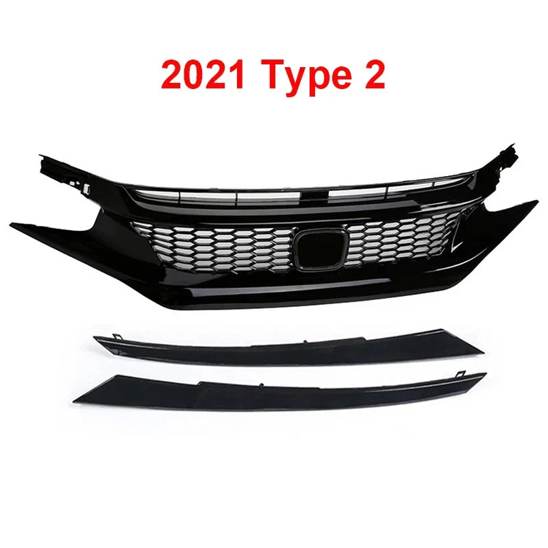 For Honda Civic 10th Gen 2016-2021 Front Grille Racing Grill Net Car Grid Splitter Upper Bumper Hood Mesh Grills