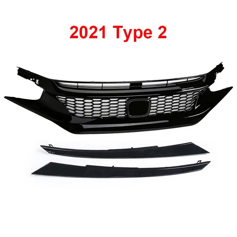 For Honda Civic 10th Gen 2016-2021 Front Grille Racing Grill Net Car Grid Splitter Upper Bumper Hood Mesh Grills