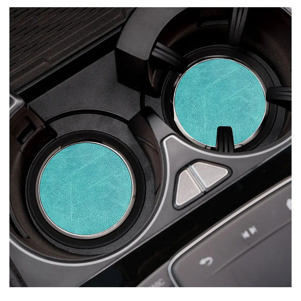 2Pcs Leather Car Coaster Anti-slip Mat Cup Holder Pad For BMW X1 X2 X3 X4 X5 X6 X7 1 3 5 6 7 Series E60 E90 E70 G20 G30 G7