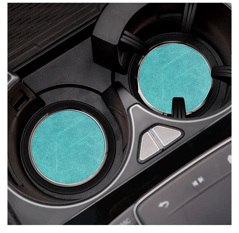 2Pcs Leather Car Coaster Anti-slip Mat Cup Holder Pad For BMW X1 X2 X3 X4 X5 X6 X7 1 3 5 6 7 Series E60 E90 E70 G20 G30 G7