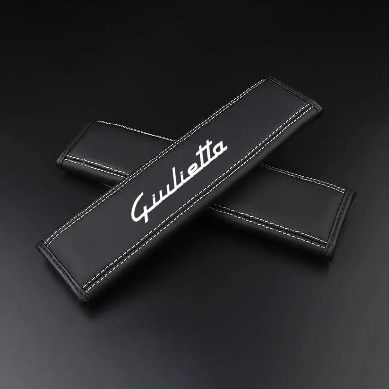 Car Seat Belt Nappa Leather Belt Shoulder Covers Interior For Alfa Romeo Giulia Stelvio Giulietta MITO Auto Accessories