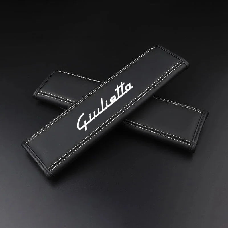 Car Seat Belt Nappa Leather Belt Shoulder Covers Interior For Alfa Romeo Giulia Stelvio Giulietta MITO Auto Accessories
