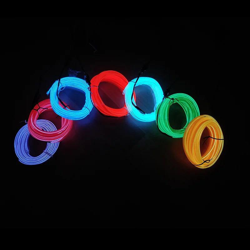 Lámpara decorativa Led para Interior de coche, tira de neón con cableado EL para coche, luz ambiental Flexible, USB, diodo de ambiente de fiesta, 1M/3M/5M