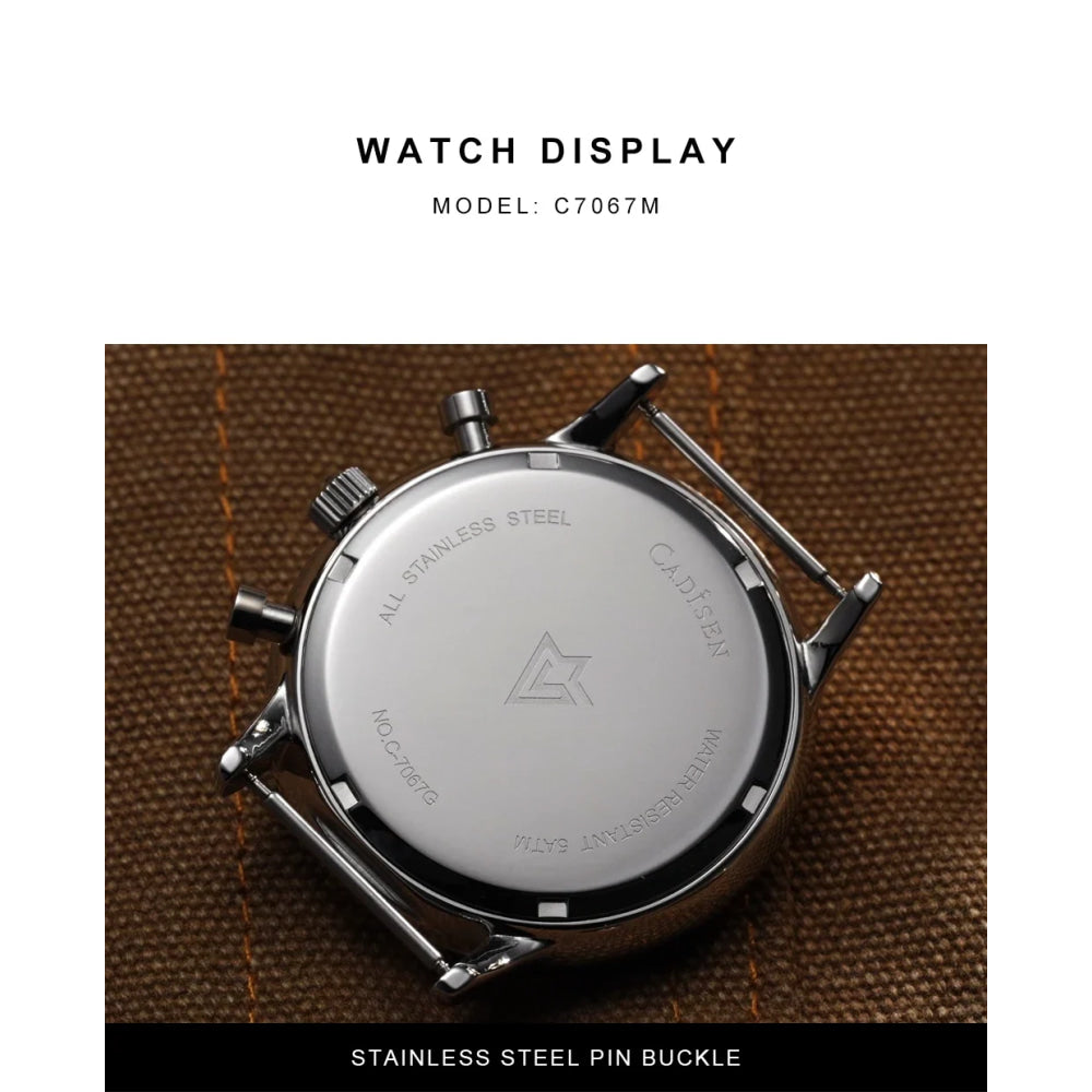 CADISEN New Chronograph Men's Quartz Watch Top Luxury Watches For Men MIYOTA 0S10 AR Mirror Waterproof Canvas Men's Wristwatch