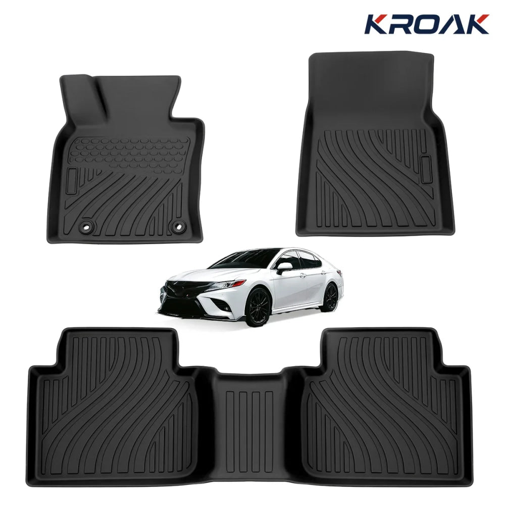 3PCS TPE Car Floor Mats Front & Rear All Weather Custom Fit For Toyota Camry 2018-2024
